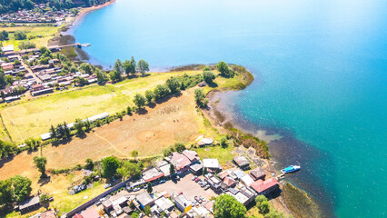 aerial dron view, lake nature landscape, Michoacan, mexico