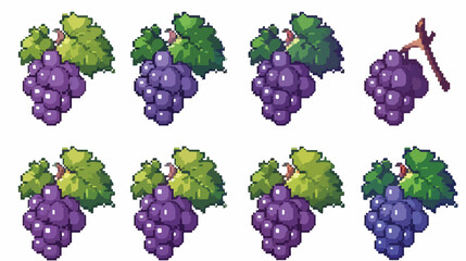 8 Bit pixels grape. The fruits for game assets