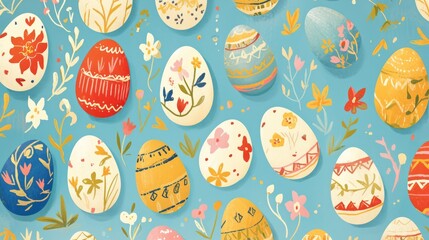 The Easter holiday vibe shines through in the intricate hand drawn egg patterns that flow seamlessly