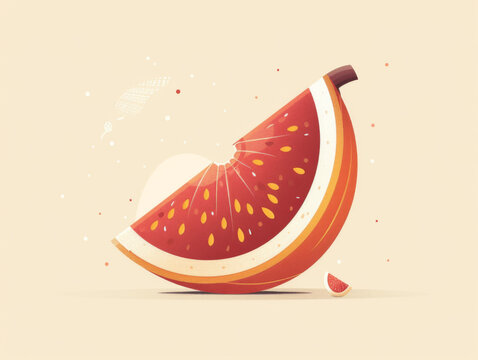 Stylized vector illustration of a vibrant gradient fig slice with artistic detailing on a pastel background.