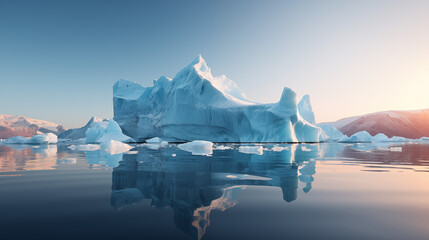 Golden Hour Iceberg in Arctic Landscape - obrazy, fototapety, plakaty