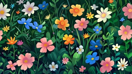  Flowers field summer concept drawing painting art wallpaper background © Irina