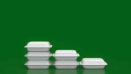 The  foam boxes for food or eco concept 3d rendering..