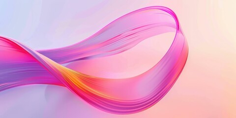 Fototapeta premium Abstract colorful wave on a soft pink background, representing fluidity and modern design aesthetics.