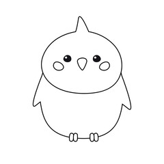 Vector hand drawn flat outline cockatiel parrot isolated on white background