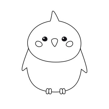 recommend clip art: Vector hand drawn flat outline cockatiel parrot isolated on white background
