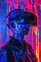 Fototapeta premium human and a robot engaged in a collaborative effort to advance technology and innovation