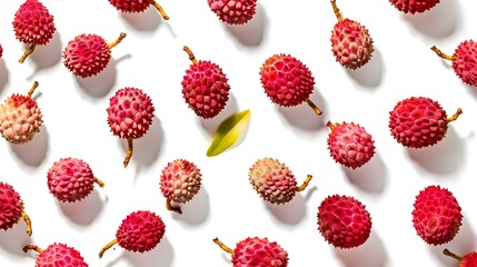 Close-up of lychees against white background
