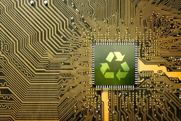 Green technology, recycling sign and circuit board