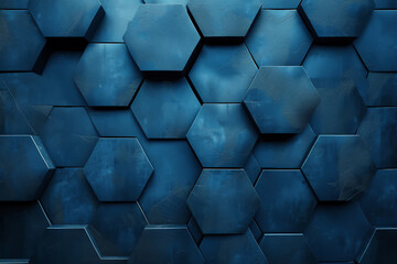 Blue hexagon shapes, abstract background, generative ai