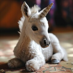 Obraz premium Enchanting images of a lifelike baby unicorn, pure and magical