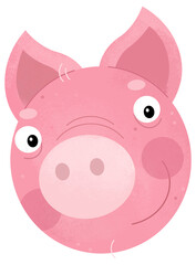 cartoon scene with happy little pig farm animal isolated background illustration for children