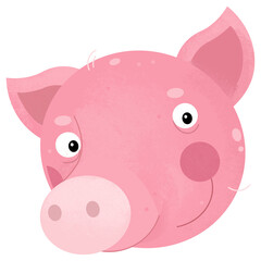 cartoon scene with happy little pig farm animal isolated background illustration for children