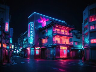 japan city street at night