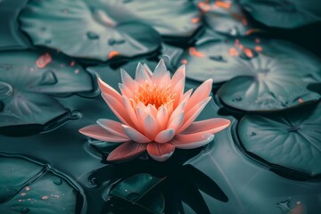 Beautiful pink lotus flower in full bloom, perfect for nature lovers and botanical inspiration - Powered by Adobe