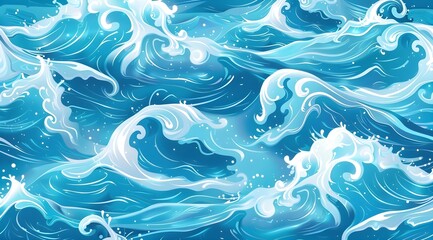 blue ocean waves seamless summer pattern background