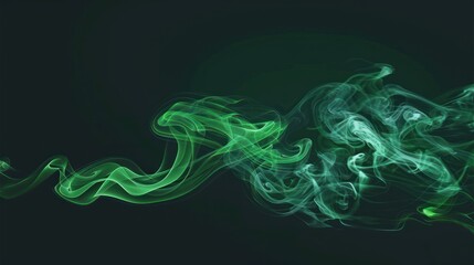 Illustration green smoke color on dark background. AI generated image
