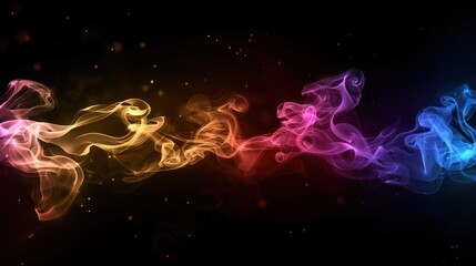 Illustration colorful smoke color on dark background. AI generated image