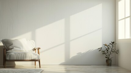Minimalist house interior design of living room with single couch. AI generated image