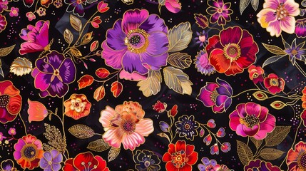 Luxurious Pre-Raphaelite Style Floral Fabric Design