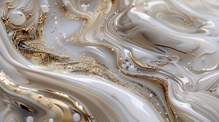The luxurious swirls and ripples of a viscous liquid chocolate and coffee with a rich, golden-brown hue, accented by shimmering gold highlights.