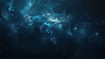 Abstract Space background panoramic, realistic nebula and shining stars. AI generated image