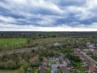 Aerial View of Central Denham Green London City of England United Kingdom. April 3rd, 2024 