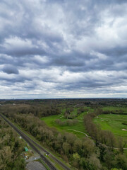 Fototapeta premium Aerial View of Central Denham Green London City of England United Kingdom. April 3rd, 2024 