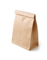 A brown paper bag with a folded top