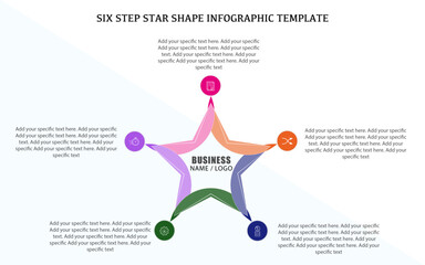 Abstract star shape diagram with 5 steps options, star shape creative concept for infographic