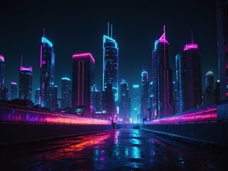 Fototapeta na wymiar cyberpunk night city
