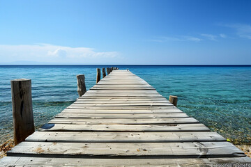 Wooden pier stretching out into the endless sea