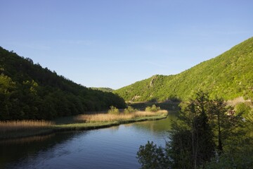 Fototapeta premium landscape with lake and mountains