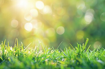 Obraz premium Sun Shines Brightly Through Green Grass