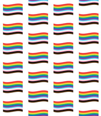 Vector seamless pattern of flat new lgbtq flag isolated on white background
