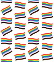 Vector seamless pattern of flat new lgbtq flag isolated on white background