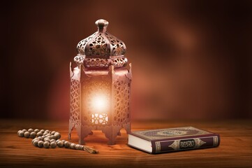 Ramadan Muslim lantern with bright light