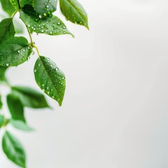 Green Leaves With Water Droplets