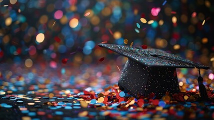 Obraz premium Graduation Cap Adorned With Confetti
