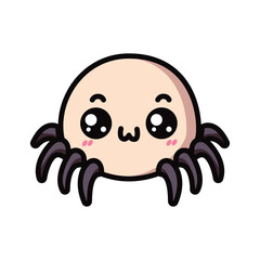 cute spider animal cartoon character kawaii vector illustration template design