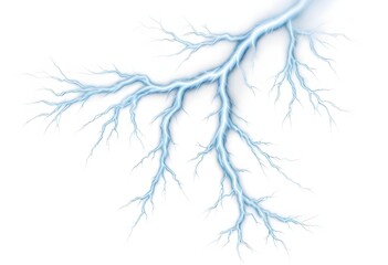 Fototapeta na wymiar Intricate blue lightning bolts branching across a white background