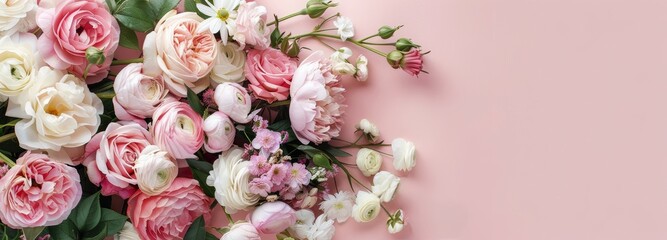Pink and White Flowers on Pink Wall