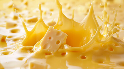 Set of melted cheese splashes cut out