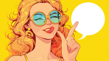 Pop art comics style Playful young woman winking an - obrazy, fototapety, plakaty