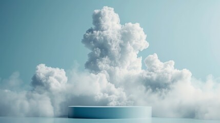 Blue Pillars Standing Against Cloud-Filled Sky