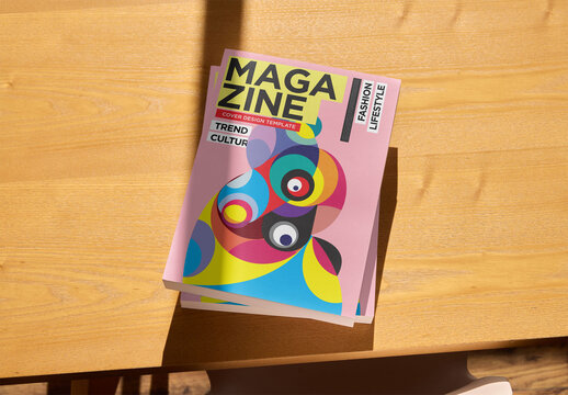 Mockup of vertical two A4 paperback magazines, customizable