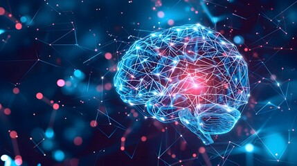  brain connected to the motherboard, abstract future technology concept illustration