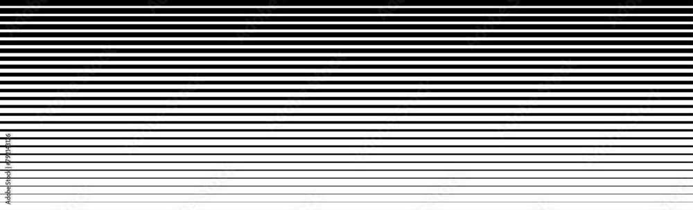Aufkleber Thin line halftone gradation texture. Fading horizontal stripe gradient background. Repeating wide pattern backdrop. Black parallel line wallpaper for overlay, print, cover, graphic design. Vector