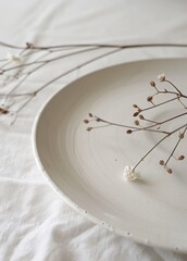 White Plate With Twig