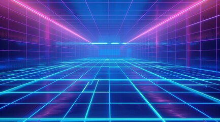 Obraz premium Neon-Lit Long Hallway